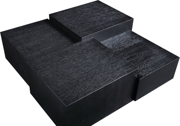 Meridian Furniture Mateo Art Deco Oak Veneer Square Coffee Table with Multi-level Dual Tiered Living Room Surface Black 256Black-CT