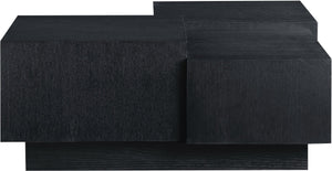 Meridian Furniture Mateo Art Deco Oak Veneer Square Coffee Table with Multi-level Dual Tiered Living Room Surface Black 256Black-CT