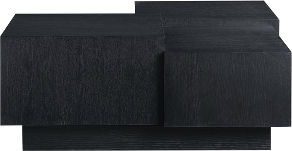 Meridian Furniture Mateo Art Deco Oak Veneer Square Coffee Table with Multi-level Dual Tiered Living Room Surface Black 256Black-CT