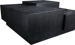 Meridian Furniture Mateo Art Deco Oak Veneer Square Coffee Table with Multi-level Dual Tiered Living Room Surface Black 256Black-CT