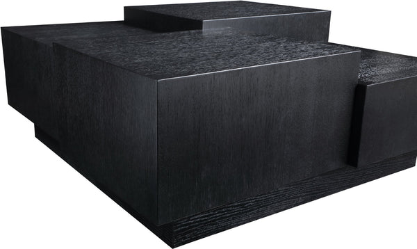 Meridian Furniture Mateo Art Deco Oak Veneer Square Coffee Table with Multi-level Dual Tiered Living Room Surface Black 256Black-CT