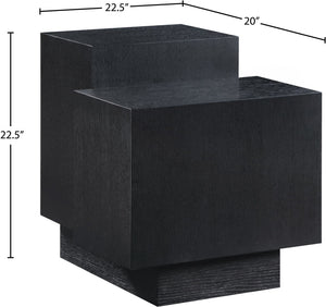 Meridian Furniture Mateo Art Deco End Table with Oak Veneer Staggered Multi-tier Design for Living Rooms Black 256Black-ET