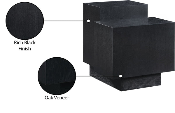 Meridian Furniture Mateo Art Deco End Table with Oak Veneer Staggered Multi-tier Design for Living Rooms Black 256Black-ET