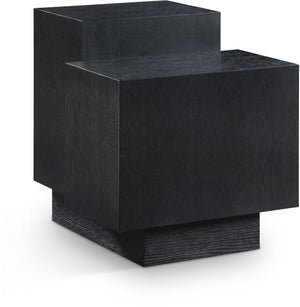 Meridian Furniture Mateo Art Deco End Table with Oak Veneer Staggered Multi-tier Design for Living Rooms Black 256Black-ET