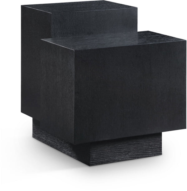 Meridian Furniture Mateo Art Deco End Table with Oak Veneer Staggered Multi-tier Design for Living Rooms Black 256Black-ET