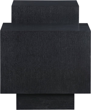 Meridian Furniture Mateo Art Deco End Table with Oak Veneer Staggered Multi-tier Design for Living Rooms Black 256Black-ET