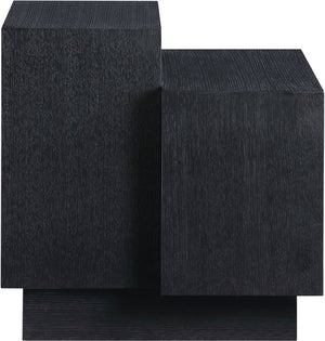 Meridian Furniture Mateo Art Deco End Table with Oak Veneer Staggered Multi-tier Design for Living Rooms Black 256Black-ET