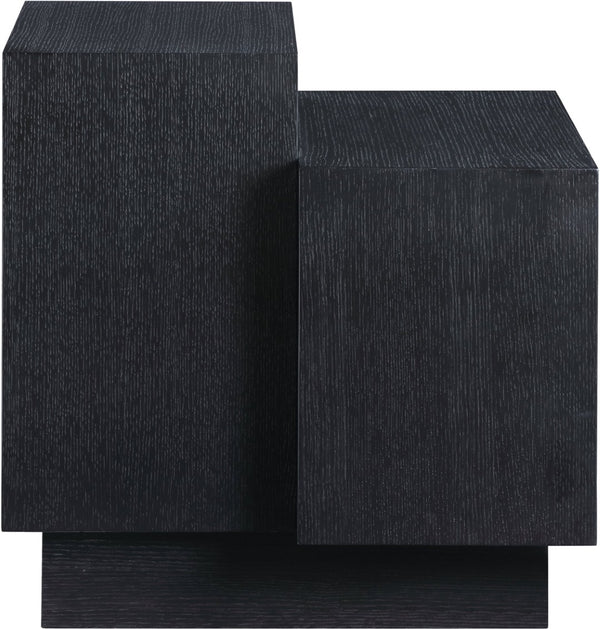 Meridian Furniture Mateo Art Deco End Table with Oak Veneer Staggered Multi-tier Design for Living Rooms Black 256Black-ET