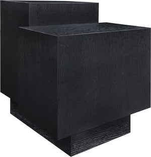 Meridian Furniture Mateo Art Deco End Table with Oak Veneer Staggered Multi-tier Design for Living Rooms Black 256Black-ET
