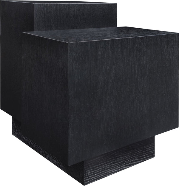 Meridian Furniture Mateo Art Deco End Table with Oak Veneer Staggered Multi-tier Design for Living Rooms Black 256Black-ET