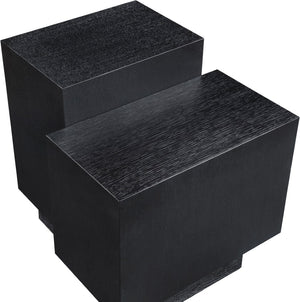 Meridian Furniture Mateo Art Deco End Table with Oak Veneer Staggered Multi-tier Design for Living Rooms Black 256Black-ET