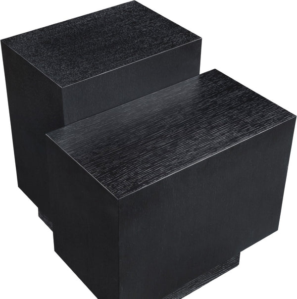 Meridian Furniture Mateo Art Deco End Table with Oak Veneer Staggered Multi-tier Design for Living Rooms Black 256Black-ET