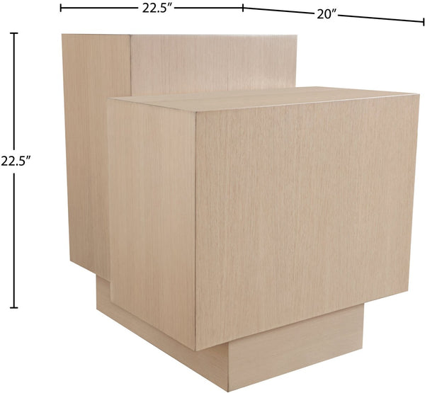 Meridian Furniture Mateo Art Deco End Table with Oak Veneer Staggered Multi-tier Design for Living Rooms Natural 256Natural-ET