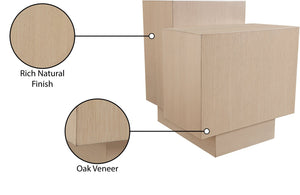 Meridian Furniture Mateo Art Deco End Table with Oak Veneer Staggered Multi-tier Design for Living Rooms Natural 256Natural-ET