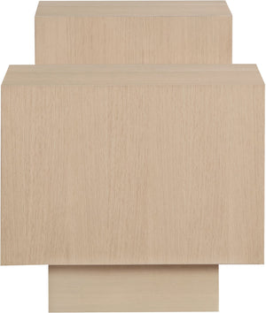 Meridian Furniture Mateo Art Deco End Table with Oak Veneer Staggered Multi-tier Design for Living Rooms Natural 256Natural-ET