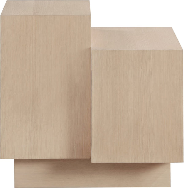 Meridian Furniture Mateo Art Deco End Table with Oak Veneer Staggered Multi-tier Design for Living Rooms Natural 256Natural-ET