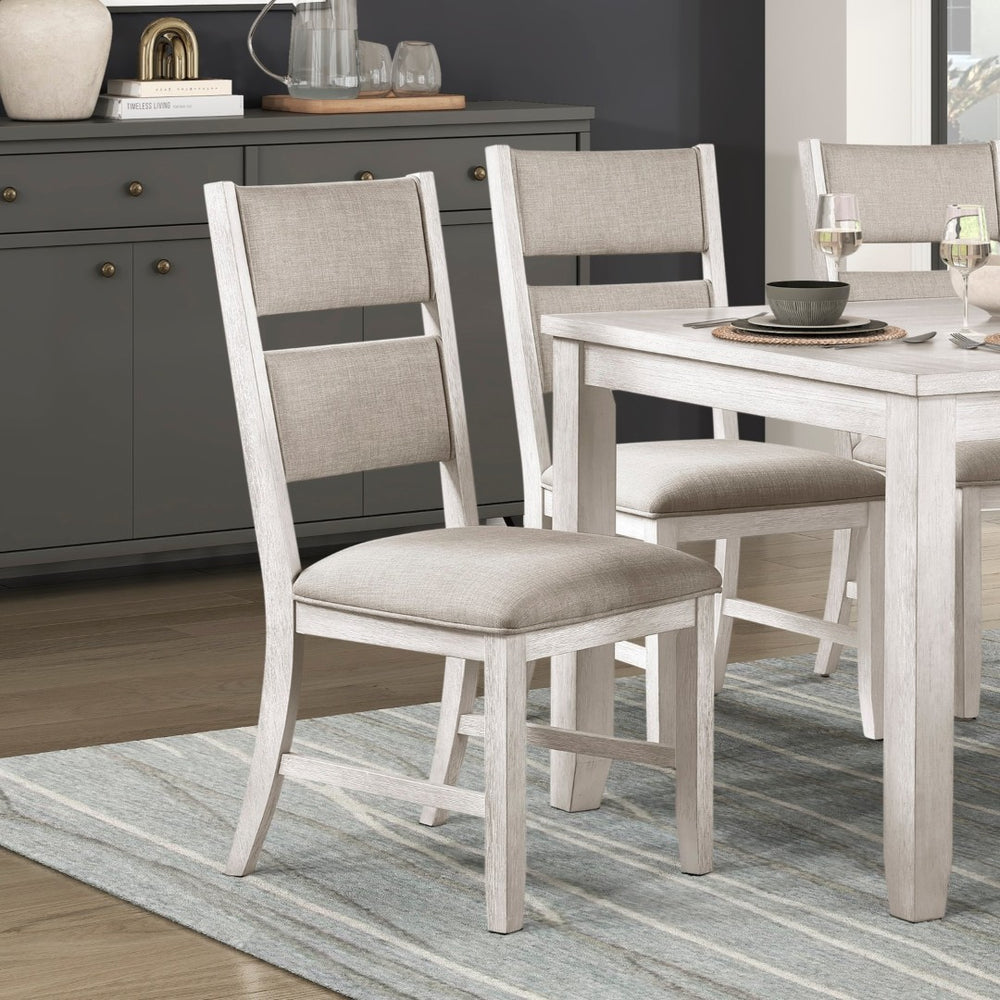 English Elm Modern Farmhouse Counter Stools Ladder Back Wood Frame Gray Upholstered Seat Pair B011P416553