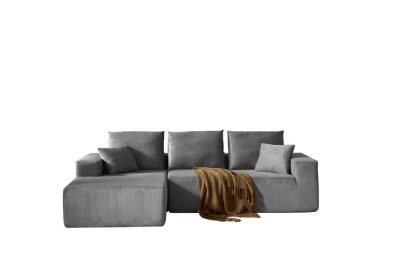 English Elm Modular Sectional Sofa - Modern L-Shaped Cloud Couch, No Assembly, Soft Corduroy, Versatile Comfort W3434S00002