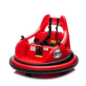 English Elm 12v Kids Ride on Bumper Car with 360 Spin Led Lights Bluetooth and Parental Remote Red W1578P198506