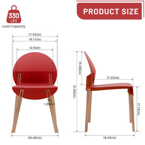 English Elm Summer 5 Piece Round Dining Set Polypropylene Stackable Chairs Oak Legs Modern Style Crimson Red,White W3450S00038