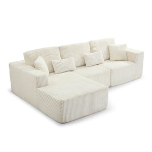 English Elm 109'' Modular Cloud Sectional Corduroy Couch Deep Seat L-shape for Living Room W1117S00311