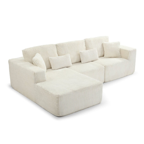 English Elm 109'' Modular Cloud Sectional Corduroy Couch Deep Seat L-shape for Living Room W1117S00311