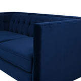 English Elm James 74" Modern Tuxedo Sofa, Navy Blue Velvet