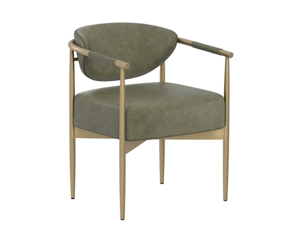 Sunpan HELOISE Dining Armchair - Luxurious Ivanhoe Pine Faux Leather with Gold Stainless Steel Frame 112660