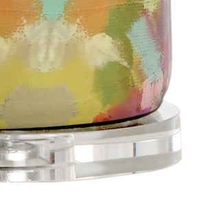 Wildwood Indigo Gallery-Style Ceramic Lamp With Crystal Base And White Drum Shade — Modern Art Accent Light, 34.5" 25701