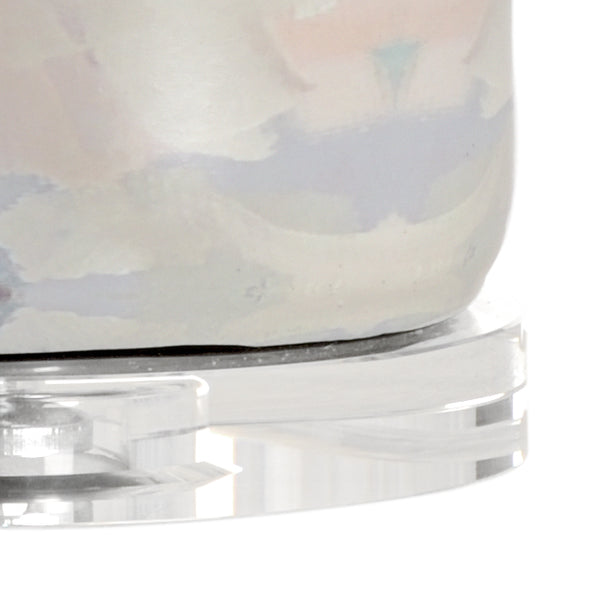 Wildwood Coral Ceramic Lamp With Laura Park Art Decal, Pale Blue Finish, Crystal Mounting & Linen Shade 25702