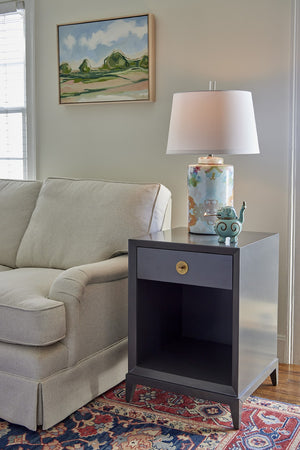 Wildwood Wintergreen Cylinder Lamp — Coastal Two-Tone Blue-Green Finish With Crisp White Shade, 28.5" Tall Ambient Light 25708