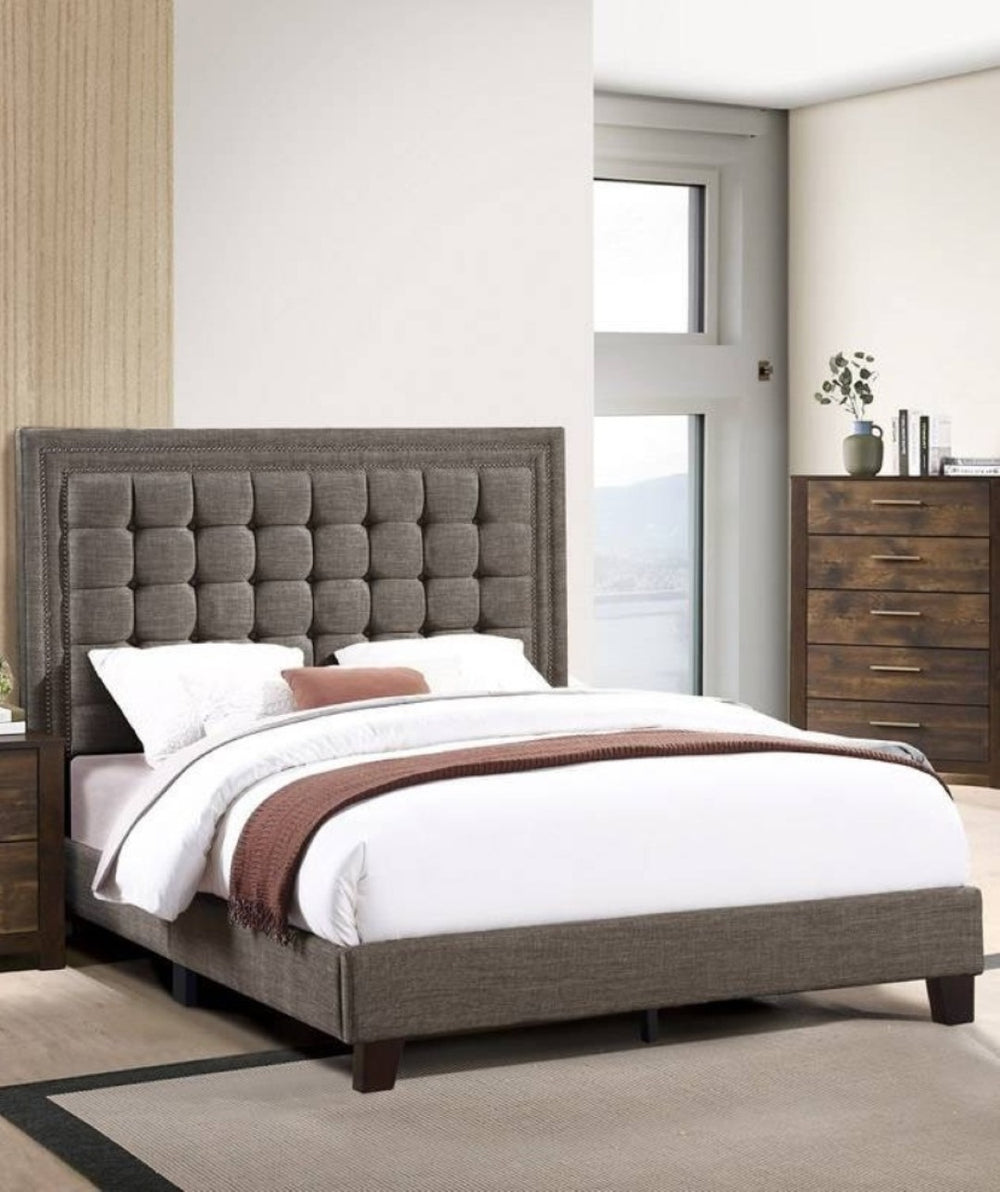 English Elm Elegant Queen Upholstered Bed Tufted Polyfiber Headboard Espresso Finish Bedroom B011P415205