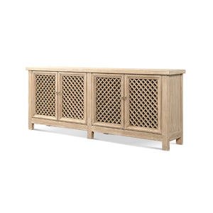 English Elm Arden Reclaimed Pine Sideboard with Lattice Doors Wide Dining Room Storage Buffet B2719P474440