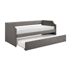 English Elm Modern Upholstered Daybed with Pull Out Trundle Nailhead Trim Twin Guest Room Piece Dark Gray B011P256301
