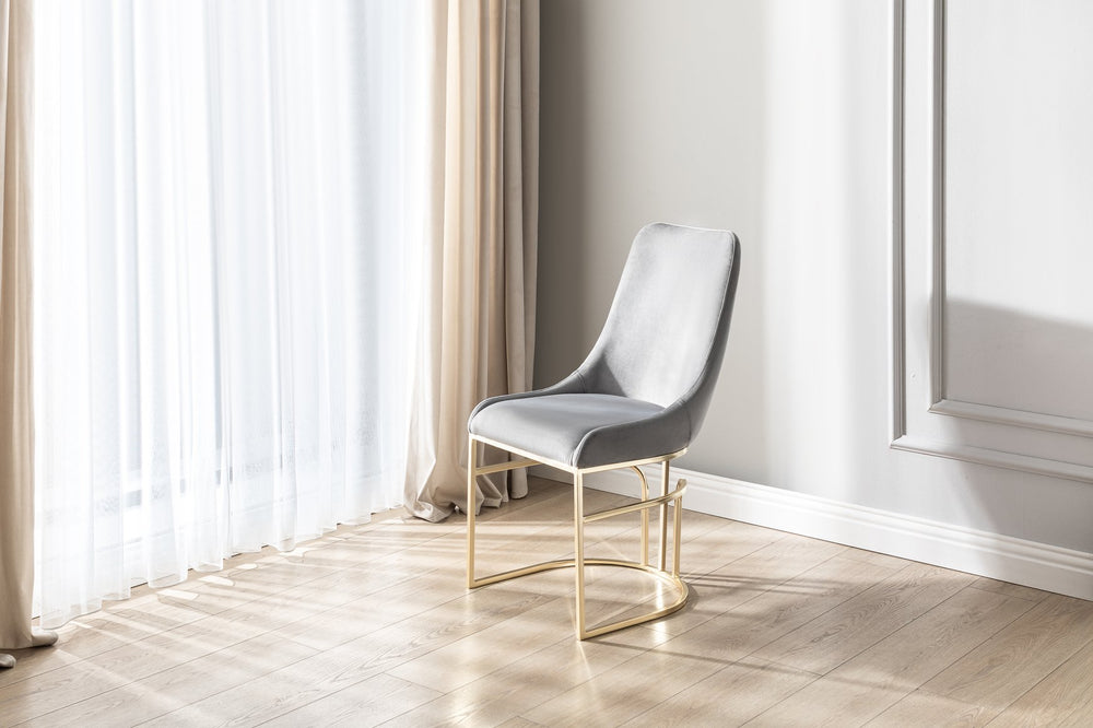 English Elm Emrald Luxe 2Pc Dining Chairs In Gray Velvet With Gold Legs – Modern Comfort For Chic Spaces B009P298423