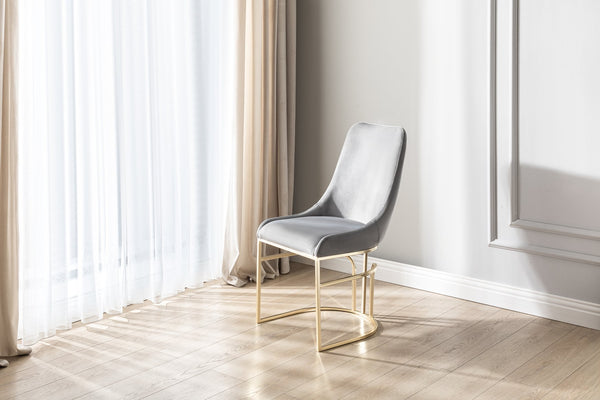 English Elm Emrald Luxe 2Pc Dining Chairs In Gray Velvet With Gold Legs – Modern Comfort For Chic Spaces B009P298423