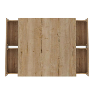 English Elm 33.25" Square Storage Coffee Table Four Drawer Matte Mdf Living Room Centerpiece Natural N735P422508N
