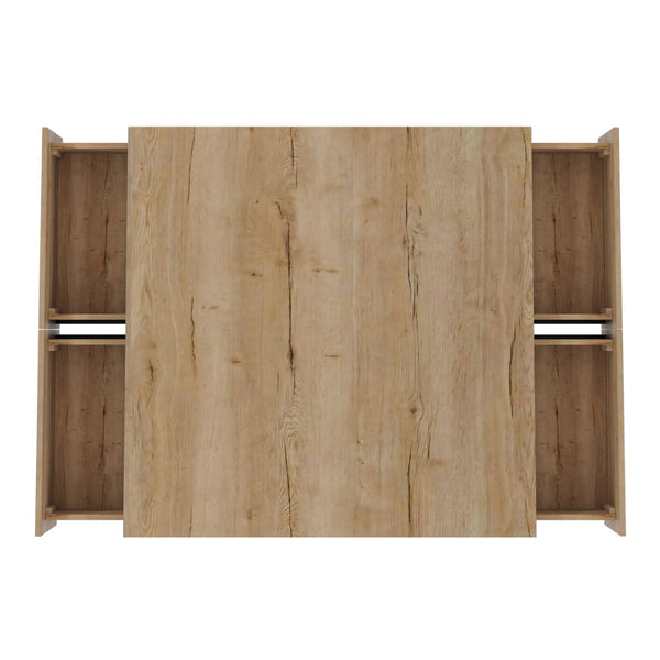 English Elm 33.25" Square Storage Coffee Table Four Drawer Matte Mdf Living Room Centerpiece Natural N735P422508N
