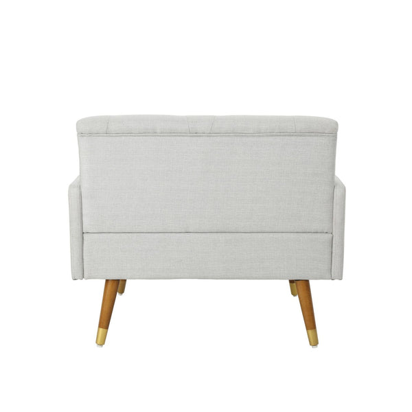 English Elm Club Chair Tufted Accent Seat with Bolster Pillows and Gold Splayed Legs for Living Room 63050.00LGRY