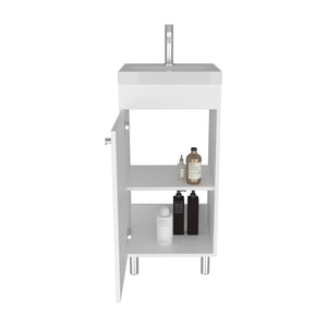 English Elm Rivera Freestandin 84cm White Bathroom Vanity Cabinet with Single Door, Open Shelf, MDF Modern Design B070P337049