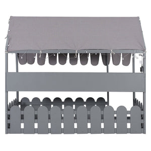 English Elm {slats Are Not Included} Twin Montessori House Floor Bed Kids Tent Lights Shelves Pinewood Frame Gray N708P407962E