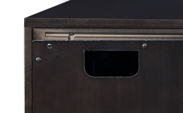 English Elm Diya Forged Bronze Console Cabinet with Espresso Finish, 3D Geometric Facade, Jewelry Tray & Storage B2726P285783