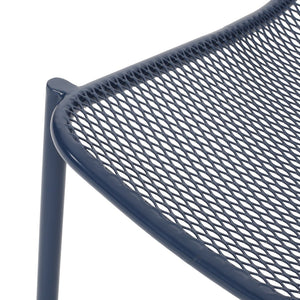 English Elm Kincaid Outdoor Iron Mesh Conversation Set Rust Resistant Patio Chairs with Side Table Navy Blue N775P392159N