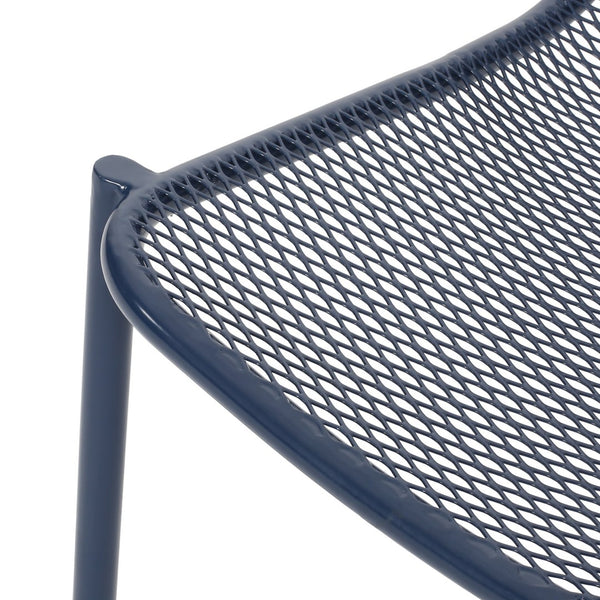 English Elm Kincaid Outdoor Iron Mesh Conversation Set Rust Resistant Patio Chairs with Side Table Navy Blue N775P392159N