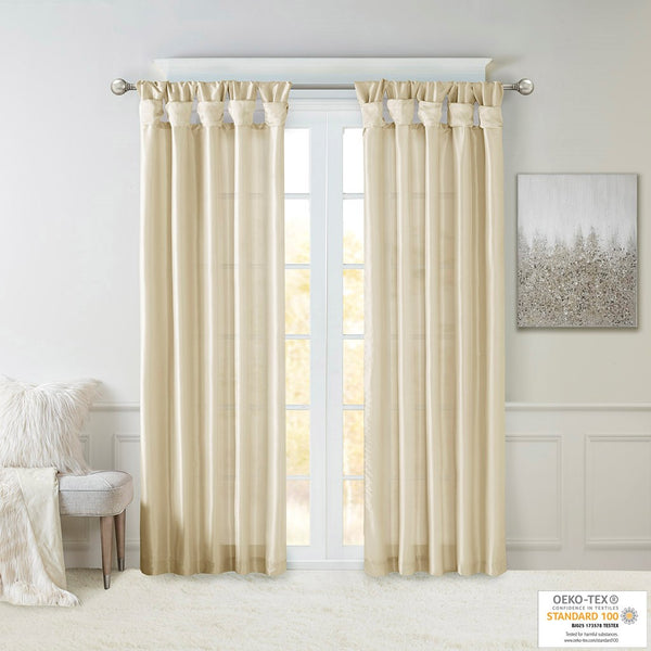 English Elm Twist Emilia Lined Faux Silk Window Curtain Panel 50x108 with Twist Tab Top, Privacy Lining, Sheen Champagne 2.95 L x 9.45 W x 8.66 H B03598090