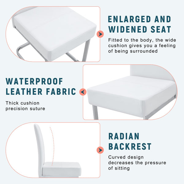 English Elm Set Of 4 White Ergonomic Dining Chairs With Thick Cushion, Built-In Springs For Ultimate Comfort W3226P279079-GIGA