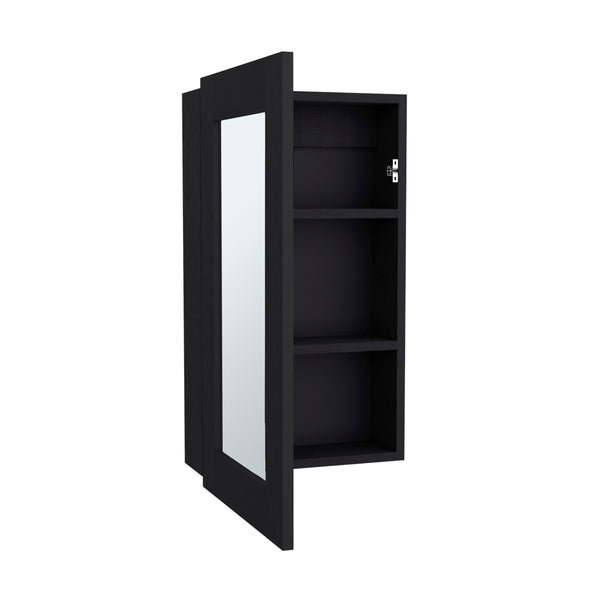 English Elm Medicine Cabinet Sanford Black Mirrored Door Engineered Wood, Slim 3-Shelf Bathroom Organizer, Durable Modern Storage 31.1x19.29x3.54 B092P238733