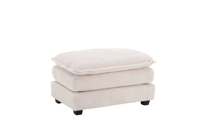 English Elm Corduroy Plush 2-Seat Sofa with 2 Back Cushions, Toss Pillows & Ottomans — Deep Seat Comfort White W2363S00062