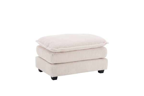 English Elm Corduroy Plush 2-Seat Sofa with 2 Back Cushions, Toss Pillows & Ottomans — Deep Seat Comfort White W2363S00062