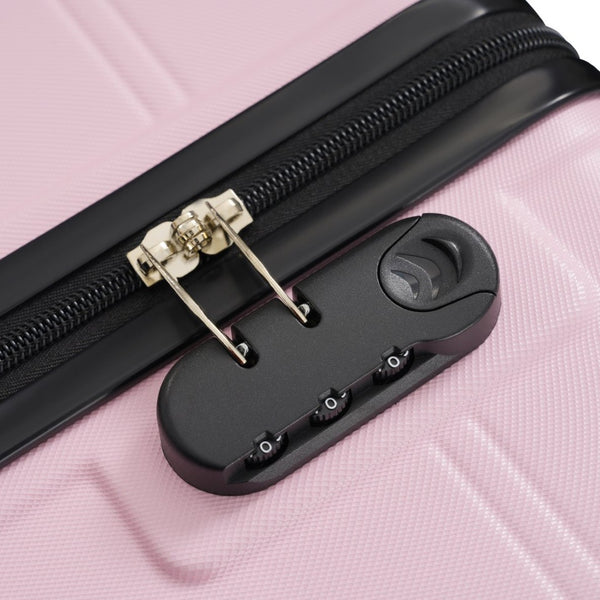 English Elm 6 Piece Hardshell Abs Travel Set with Spinner Wheels Combination Lock and Toiletry Bag Pink N732P391465H